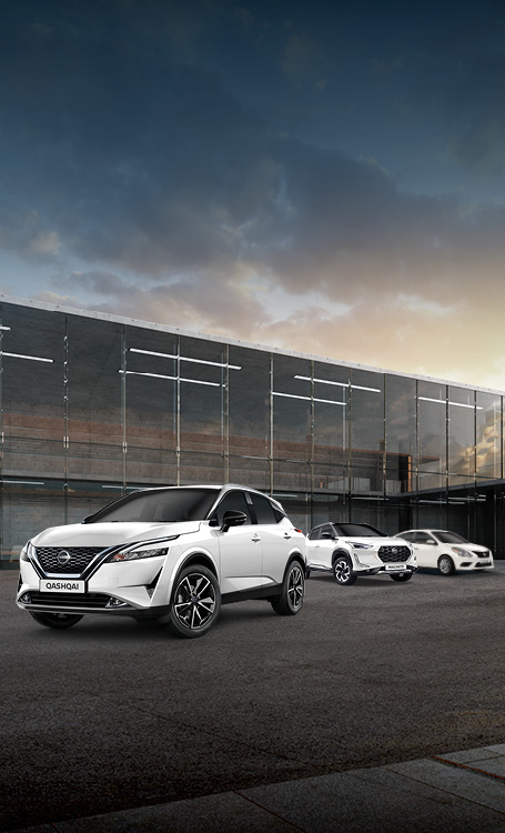 White Nissan fleet various Nissans