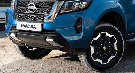 Navara LE grill and left front tyre